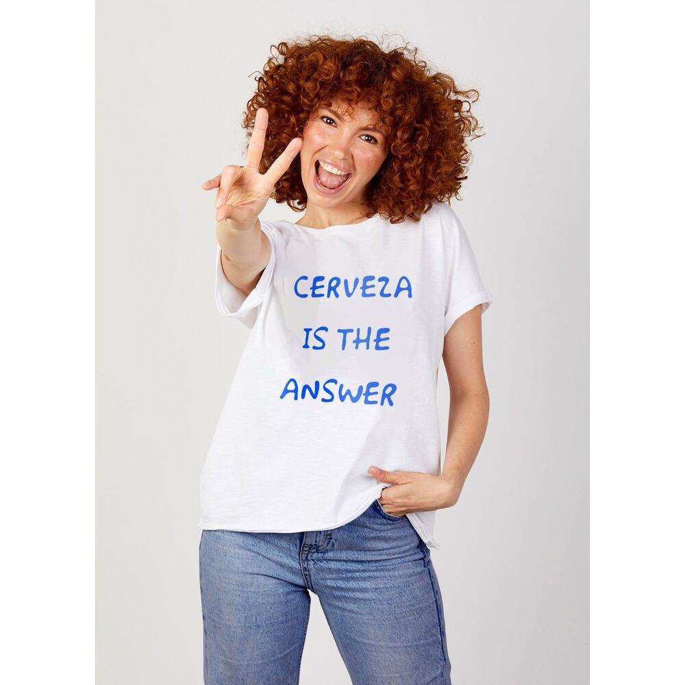 Dear Tee — Cerveza Is The Answer. Size L! Brand New With Tags